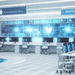 Digital hospital operations illustrating AI-driven data entry processes.